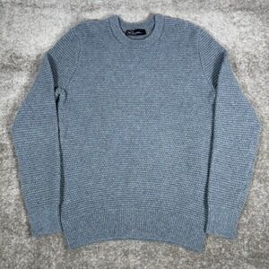 Gap‎ Sweater Men's XL Blue Lambswool Blend Crew Neck Long Sleeve Fisherman